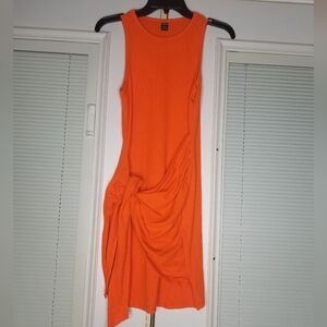 Shein Neon Orange Wrap Body Con Dress